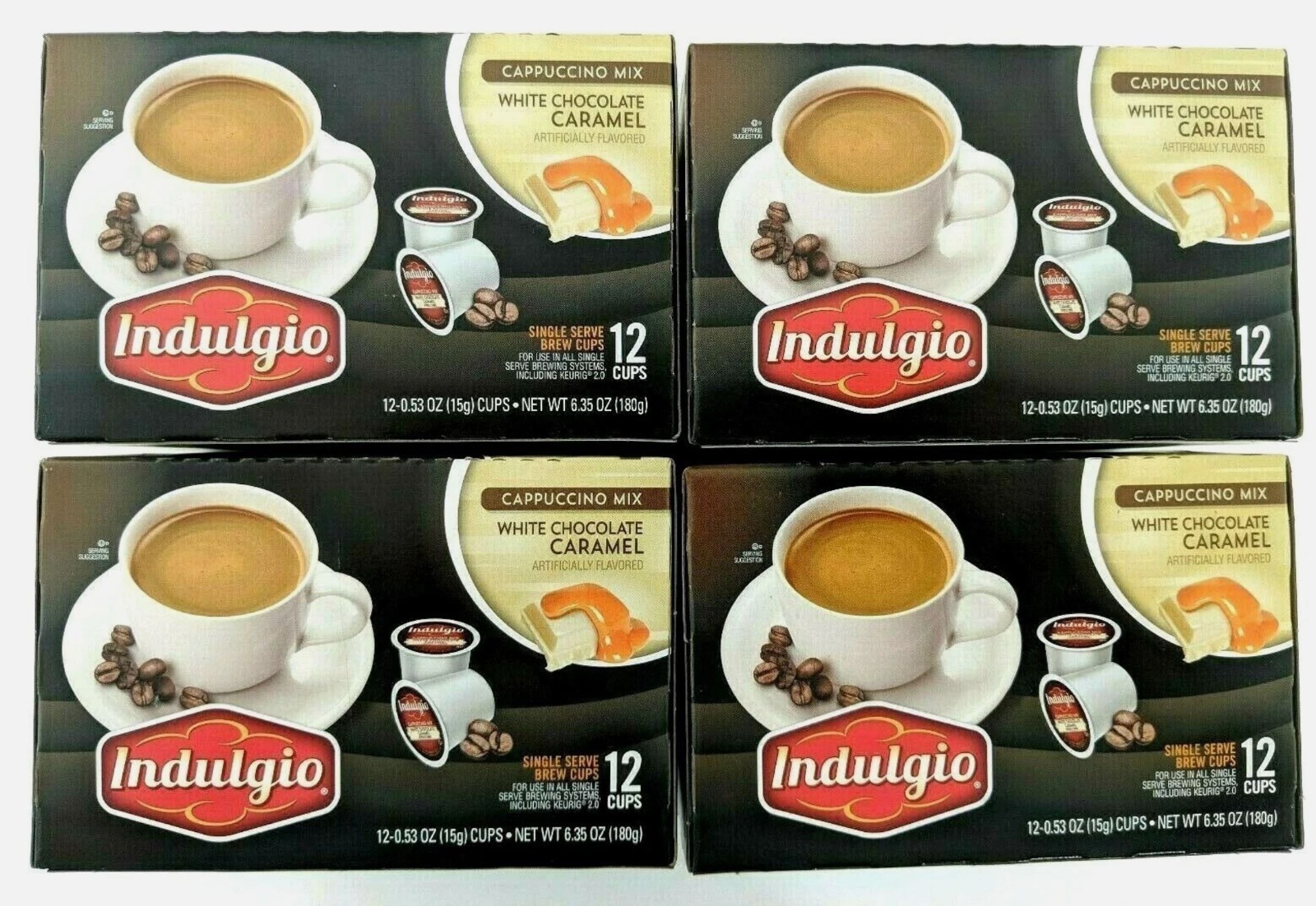 48 Indulgio White Chocolate Caramel Cappuccino K-cups (4 Boxes X 12) Keurig gallery