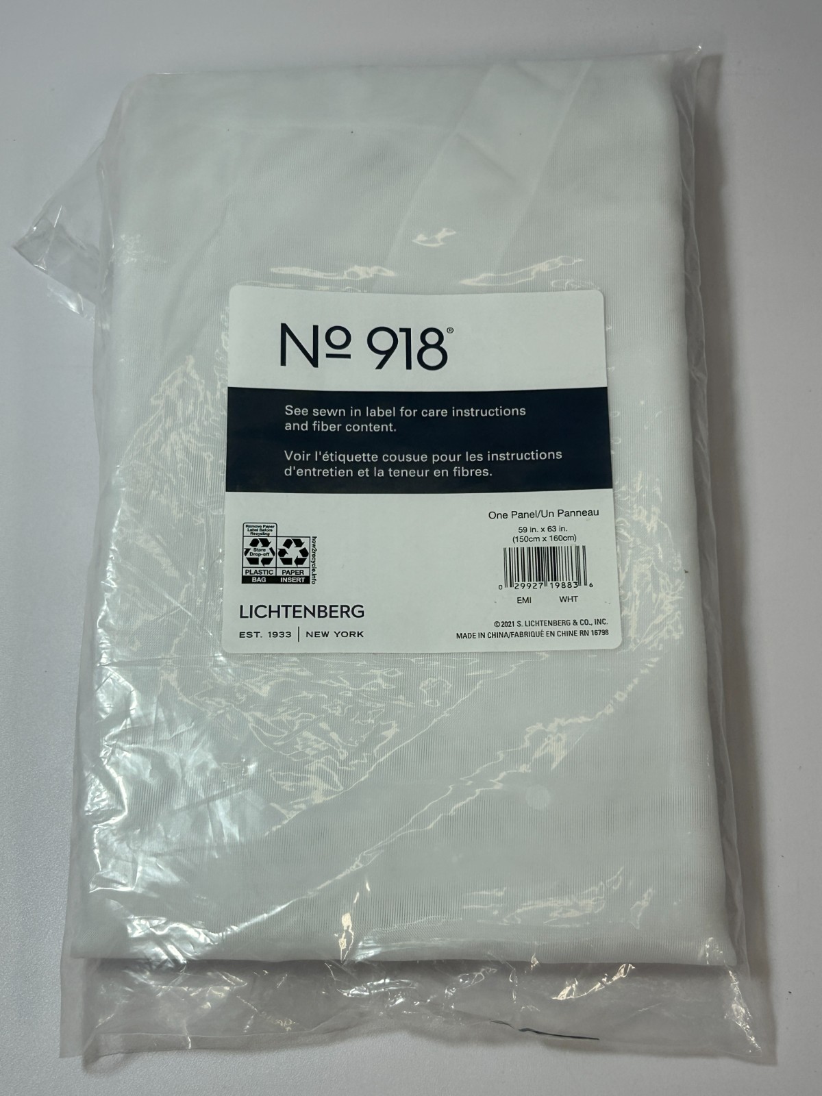 (2) No. 918 lichtenberg Emily Sheer Curtain Panel 59in x 63in, white, new gallery