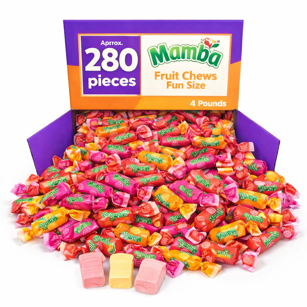 Mamba Fruit Chews Assorted, 5 Fruit Flavors Mix, Bulk Chewy Candy (4 Pounds) gallery