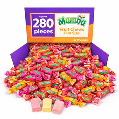 Mamba Fruit Chews Assorted, 5 Fruit Flavors Mix, Bulk Chewy Candy (4 Pounds)