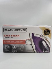 BLACK+DECKER Easy Steam Compact Iron Automatic Shutoff, Nonstick, Spray NEW