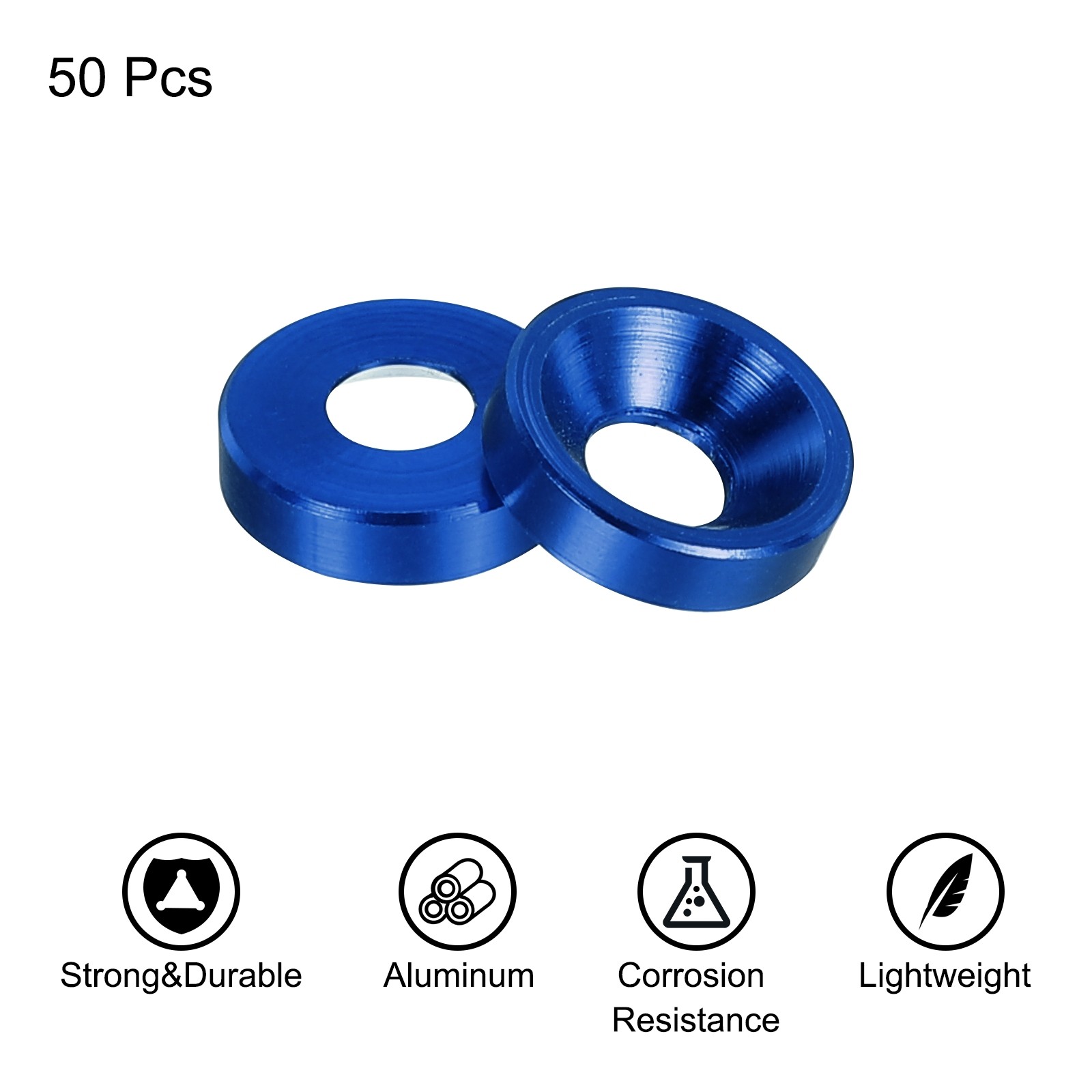 50pcs M4 Counterbore Washers, 10mm/0.39inch Aluminum Alloy for RC, Navy Blue gallery