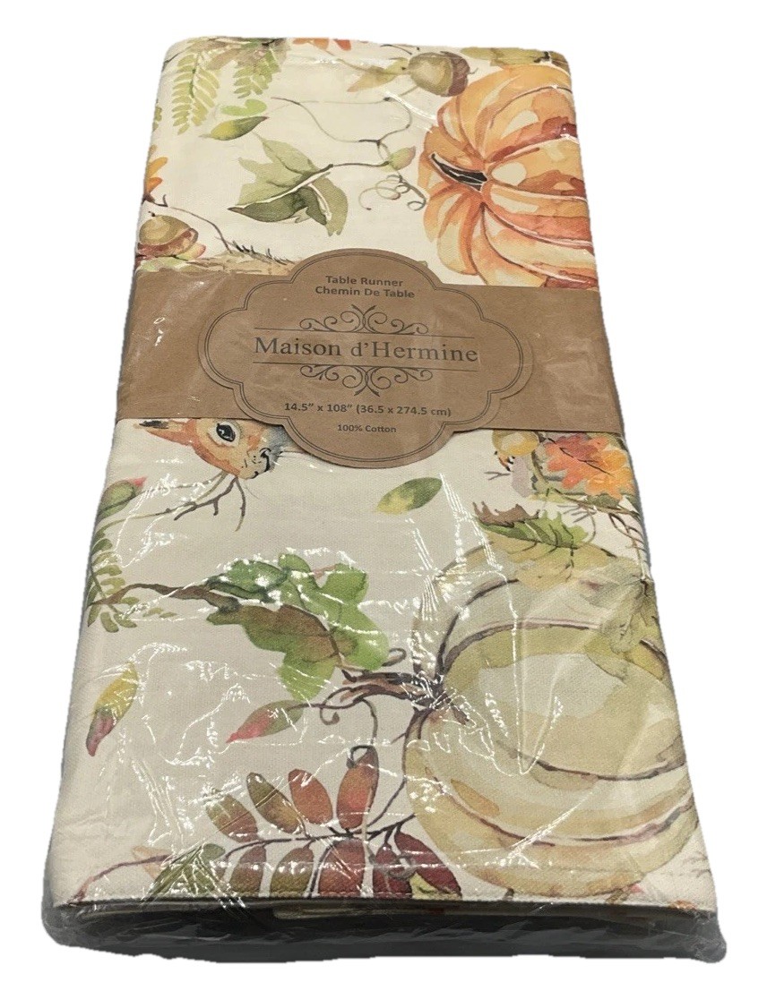 Maison d’Hermine Table Runner 14.5" x 108" 100% Cotton Pumpkin Passion NEW Seale gallery