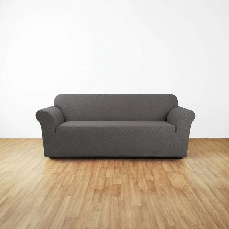 Sure Fit Stretch Delicate Leaf Sofa Cover in Grey gallery