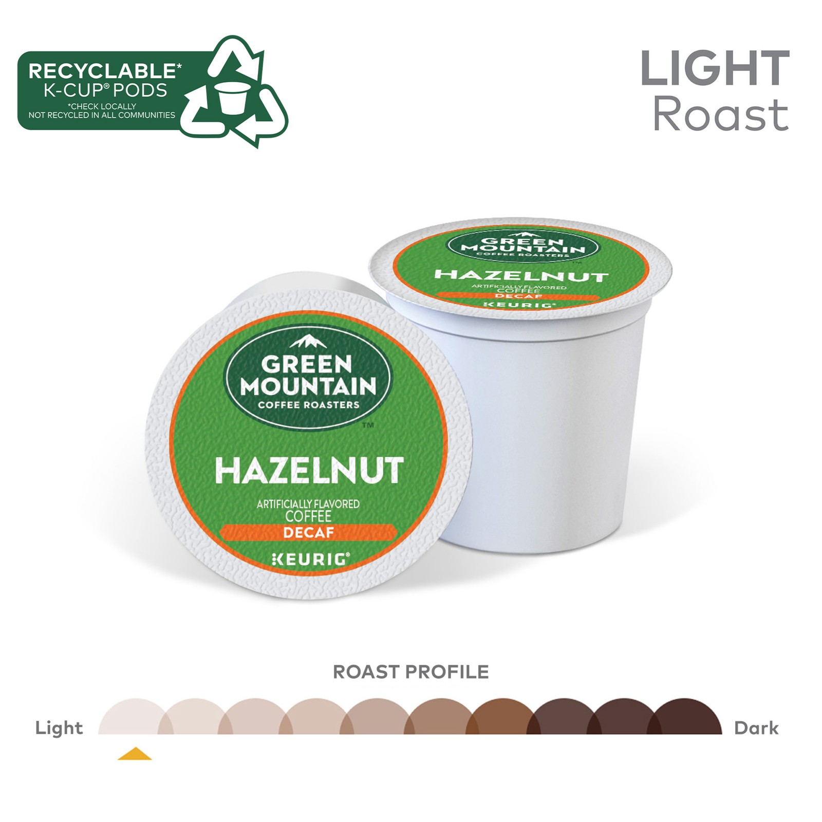 Green Mountain Coffee Hazelnut Decaf Coffee, K-Cup pods, Light Roast, 24 Count gallery