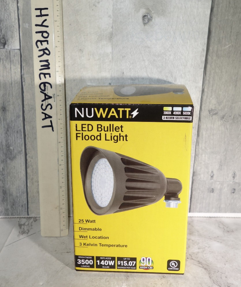 NUWATT Outdoor LED Bullet Flood Flag Light 3500lm 25W Bronze 3CCT 3000K-5000K gallery