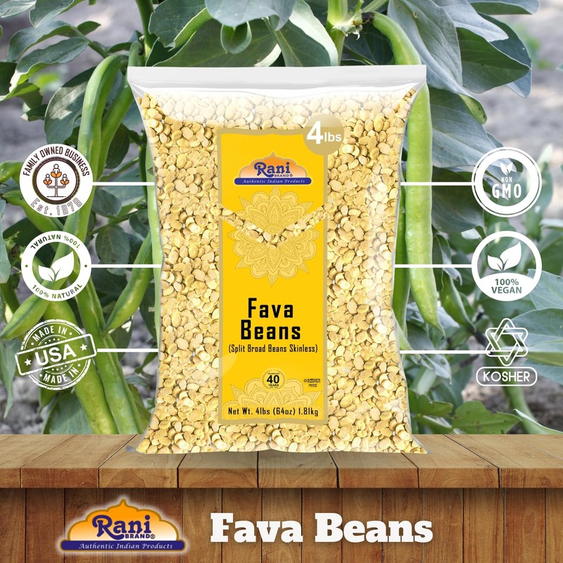 Rani Fava Beans (Split Broad Beans Skinless) 64oz (4lbs) 1.81kg Bulk gallery