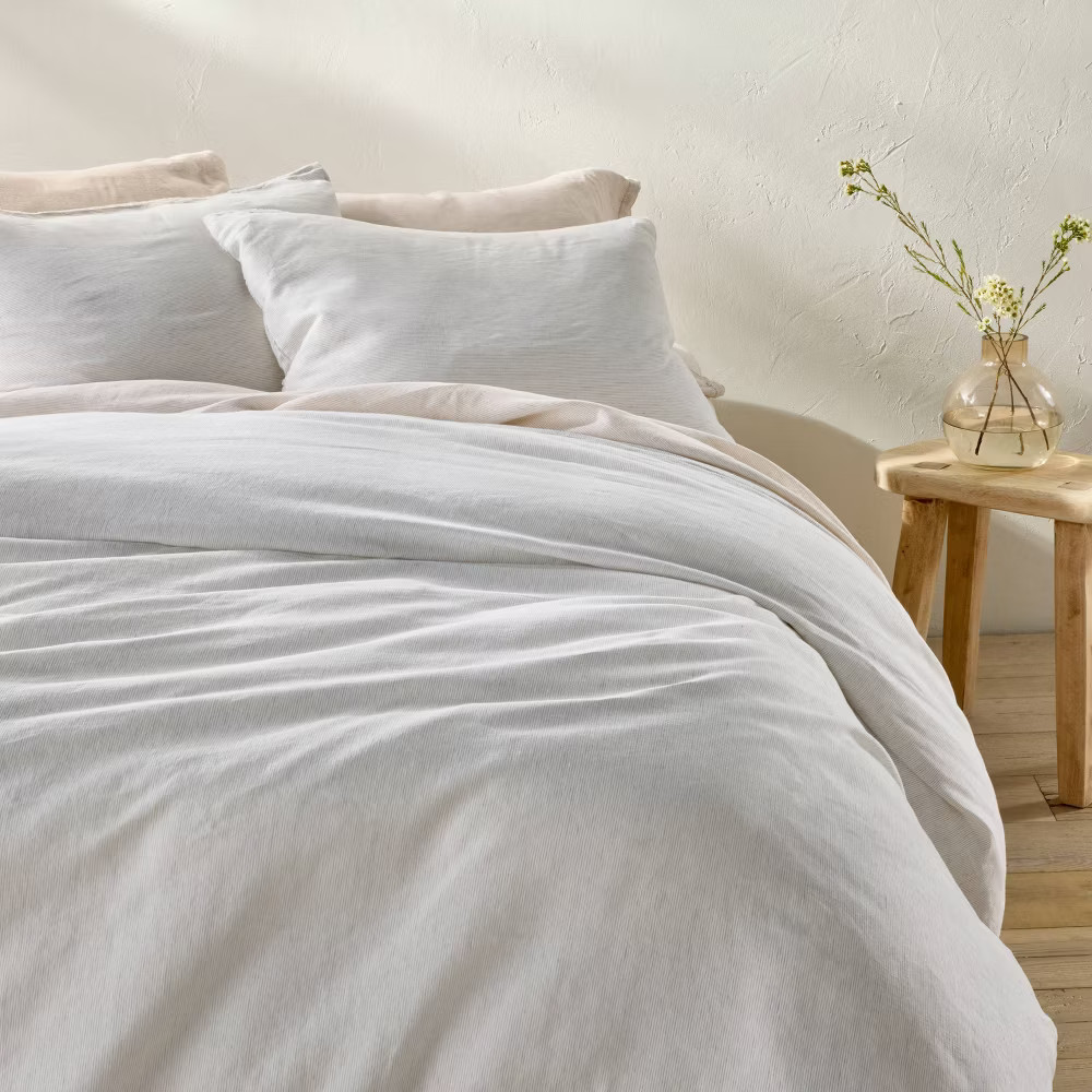 Full/Queen Linen Duvet Set Light Gray - Casaluna gallery