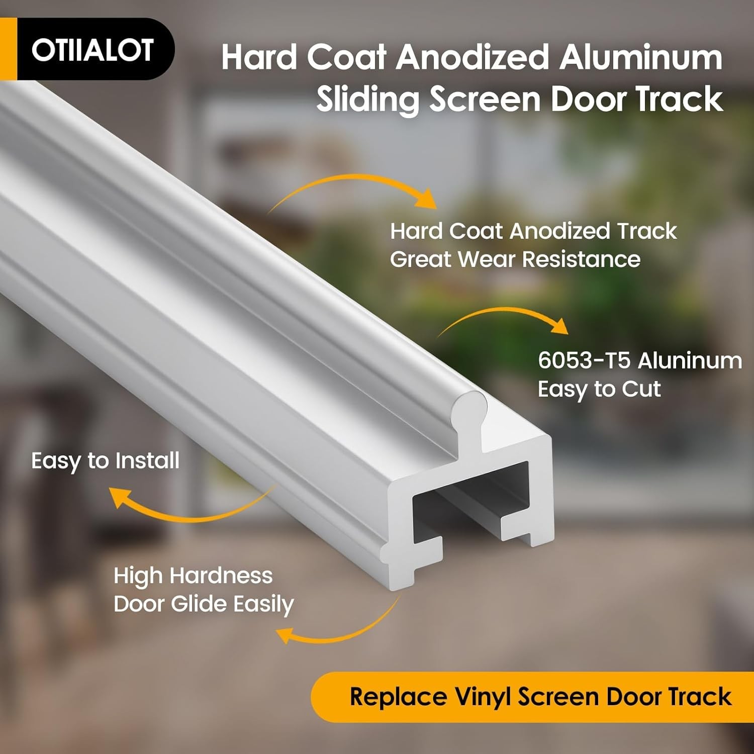 Sliding Screen Door Track, Replacement Bottom Track for Sliding Doors (75 inches gallery