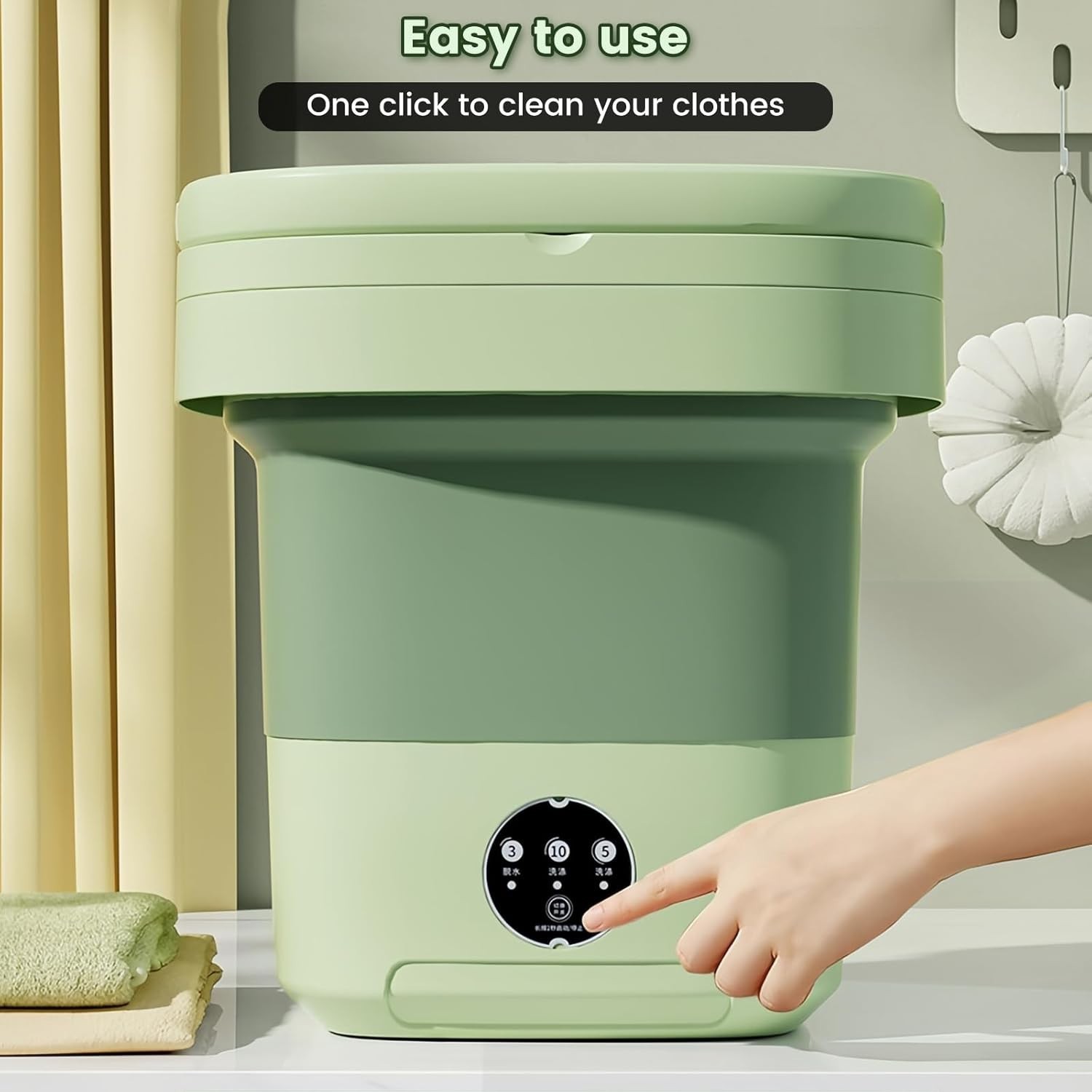 Portable Washing Machine, 11L Large Capacity, Green, Mini Washer for Underwear gallery