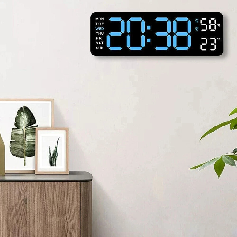 LED Digital Large Display Wall Desk Alarm Clock With Calendar Temperature Date gallery