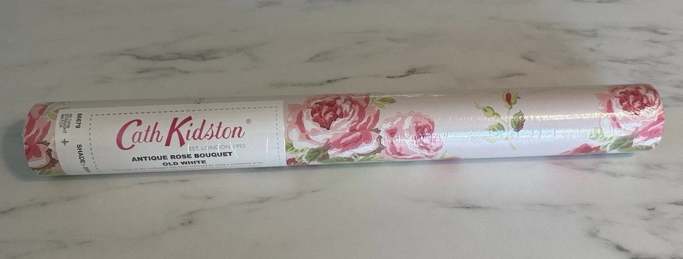 CATH KIDSTON ROLL WALLPAPER ANTIQUE ROSE BOUQUET OLD WHITE 66679 🌸New🌸 gallery