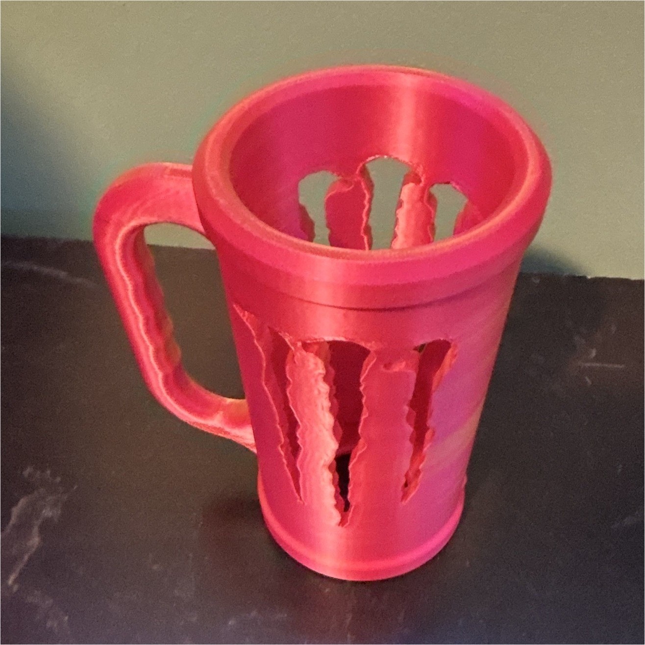 Pink/Orange Plastic Monster Energy Logo Novelty Mug w/ Handle, 16 oz gallery