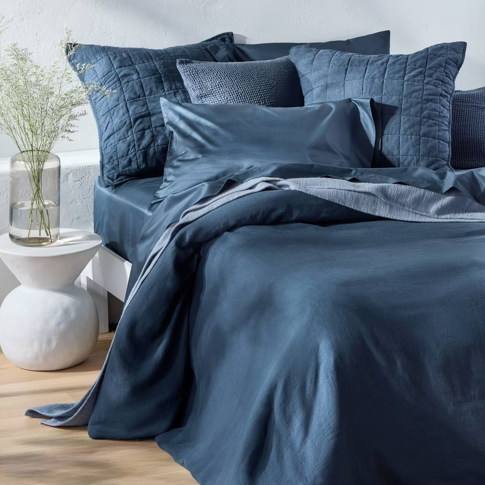 Standard 600 Thread Count Sateen Pillowcases Dark Mineral Blue - Casaluna gallery