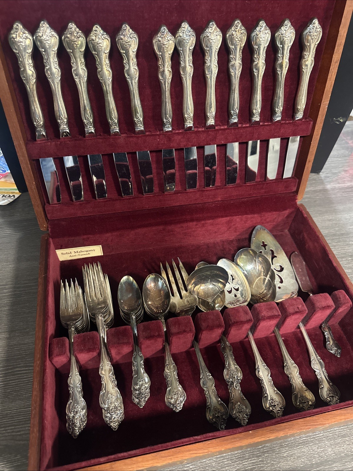 International Deep Silver Inlaid ORLEANS Flatware Set 62pc Vintage Silverplate gallery