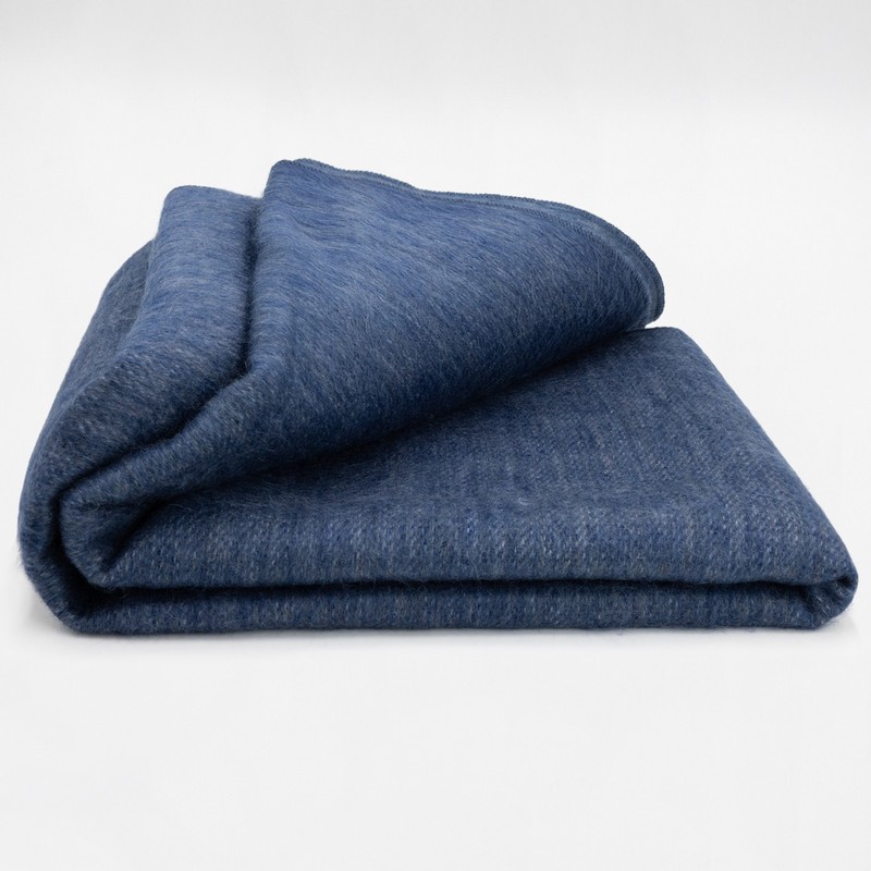 DOUBLE DENSITY ALPACA WOOL BLANKET THROW | QUEEN SIZE | SOFT&WARM – INDIGO BLUE gallery