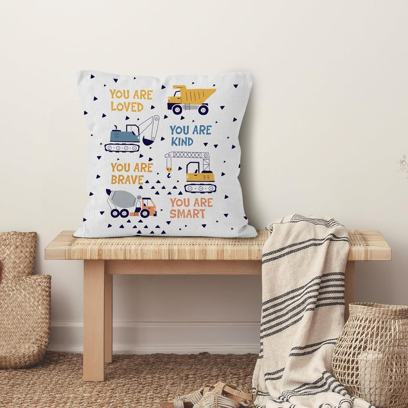 Construction Vehicles Throw Pillow Covers, Inspirational Decorative Pillows C... gallery
