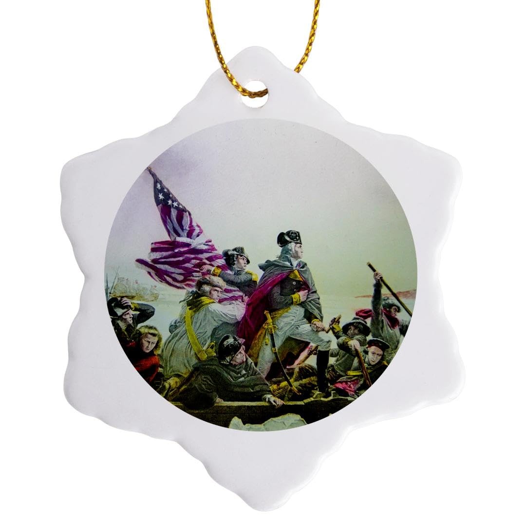 3dRose George Washington Crossing Delaware Snowflake Ornament 3" Vintage gallery