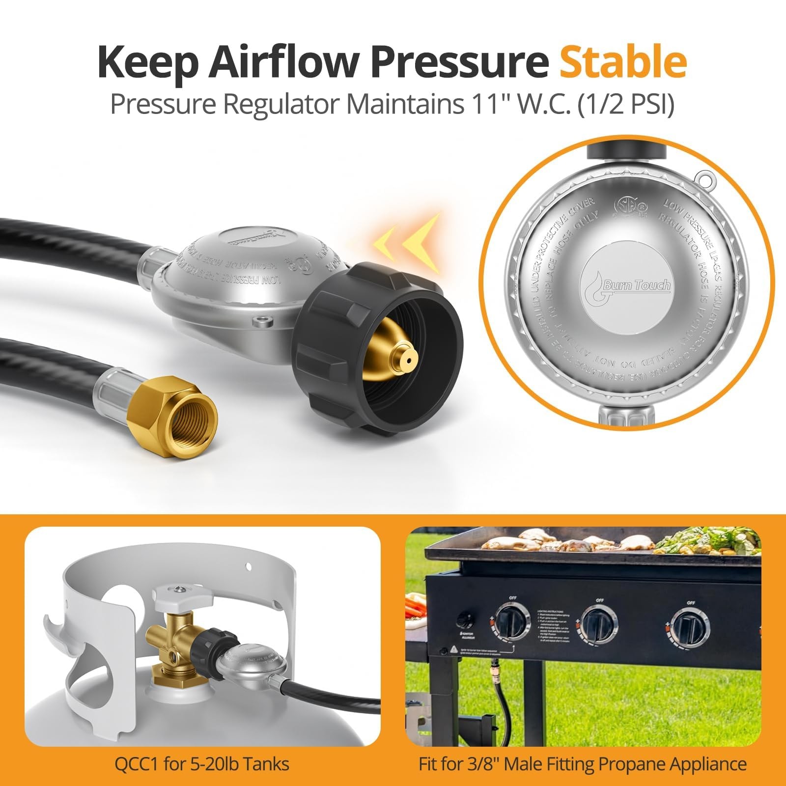 5FT Propane Regulator Hose, Low Pressure Gas Line for Blackstone 28"/36" Grid... gallery