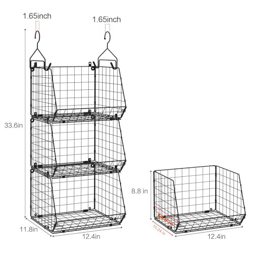 Hanging Storage Organizer for Closet, Laundry & Utility Room | 3-Tier Black gallery