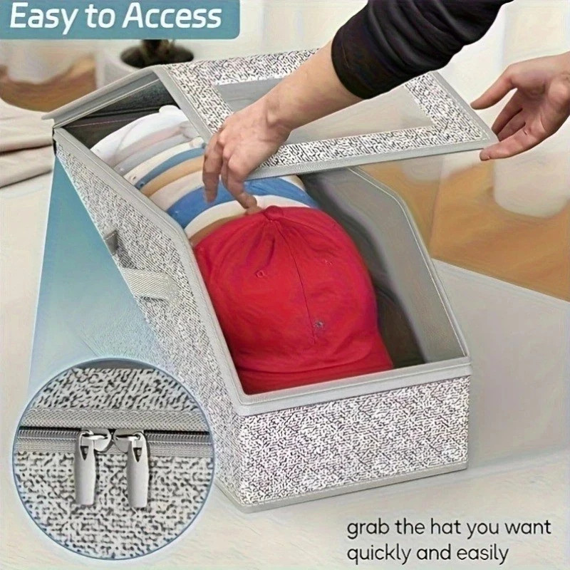1/2x Stackable Hat Storage Organizer for Baseball Caps 24 Caps Hat Box with Lid gallery