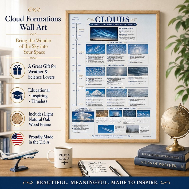 Cloud Identification Framed Poster 24x36 - Weather Reference Chart gallery
