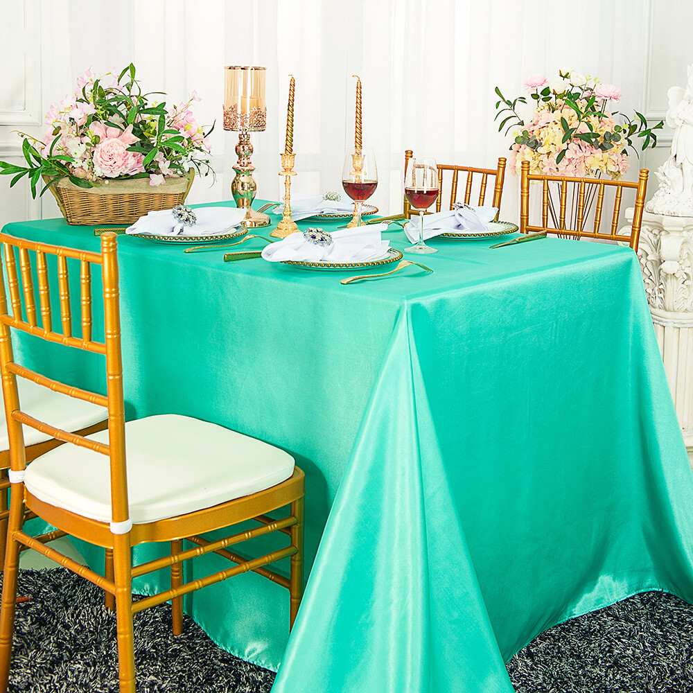 Wedding Linens Inc, 72" x 120" Premium Rectangular Satin Tablecloths gallery