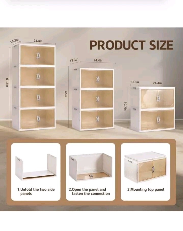 3 Pack - Collapsible Storage Cabinet - Foldable Storage Bins with Doors - 96 QT gallery