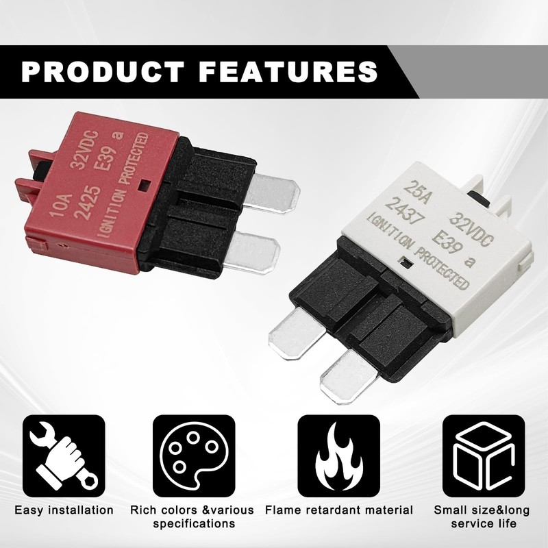 6pcs 32vdc Manual Reset Low Circuit Breaker Blade Fuse E39 ATC/ATO (5A 10A 15... gallery