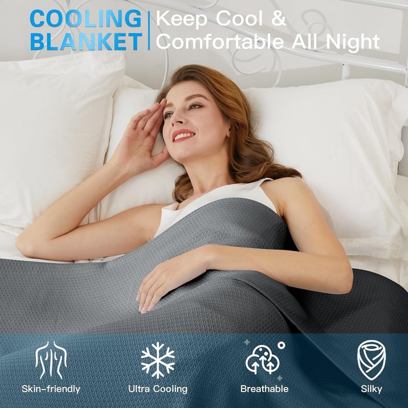 Cooling Blanket, 100% Rayon Derived from Bamboo, Cool Summer Blanket for Hot ... gallery