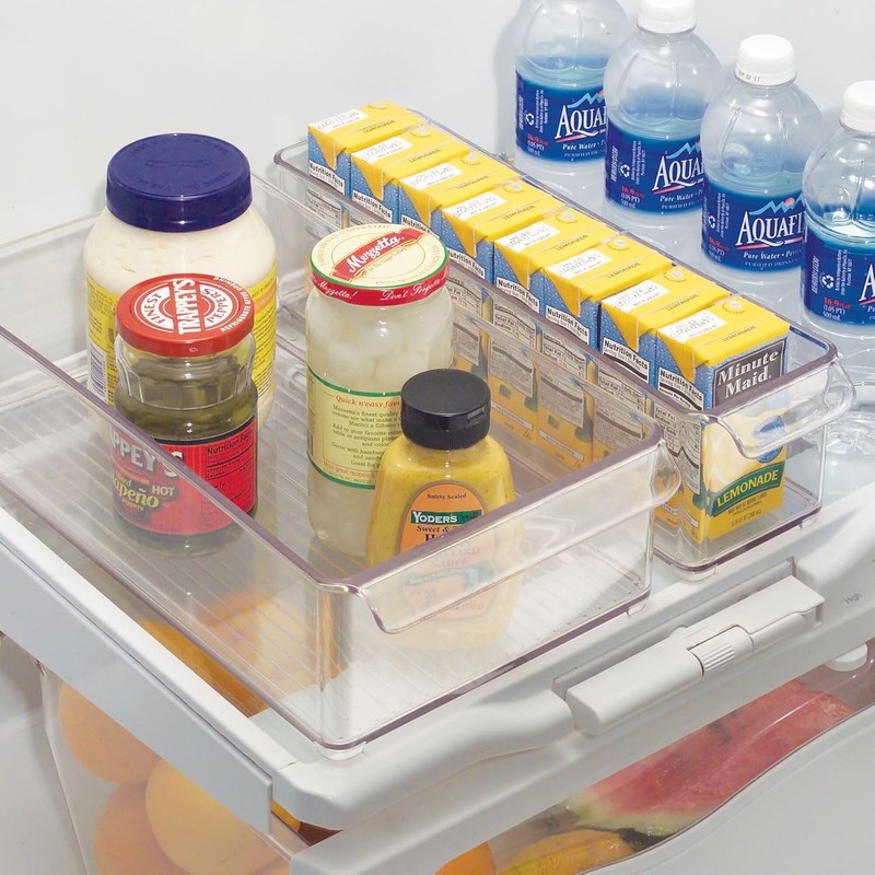 iDesign Stackable Fridge Storage Bin with Handle - 14.5" x 4" x 4", Clear gallery
