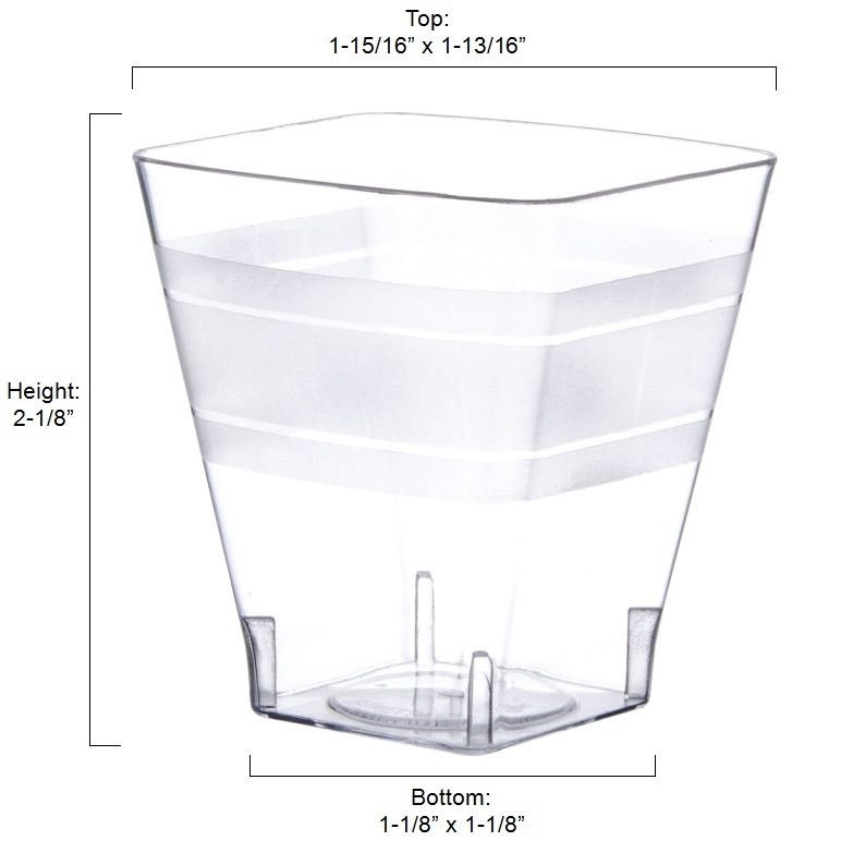2 oz Square Hard Plastic Clear Shot Glasses Bar & Catering Disposable Wine Cups gallery
