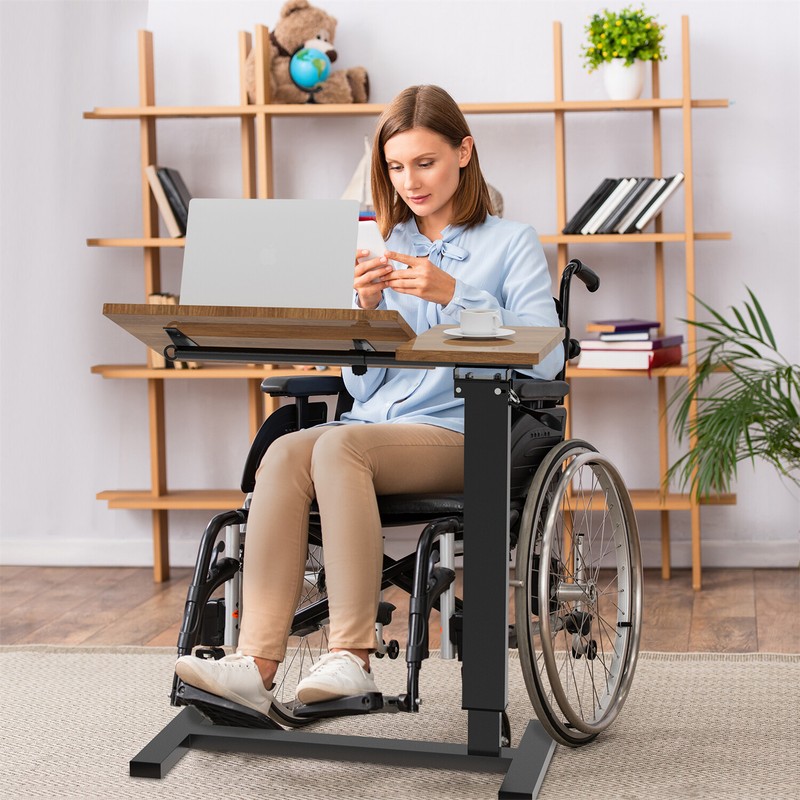 Rolling Overbed Table Adjustable Angle and Height Hospital Laptop Table Desk gallery