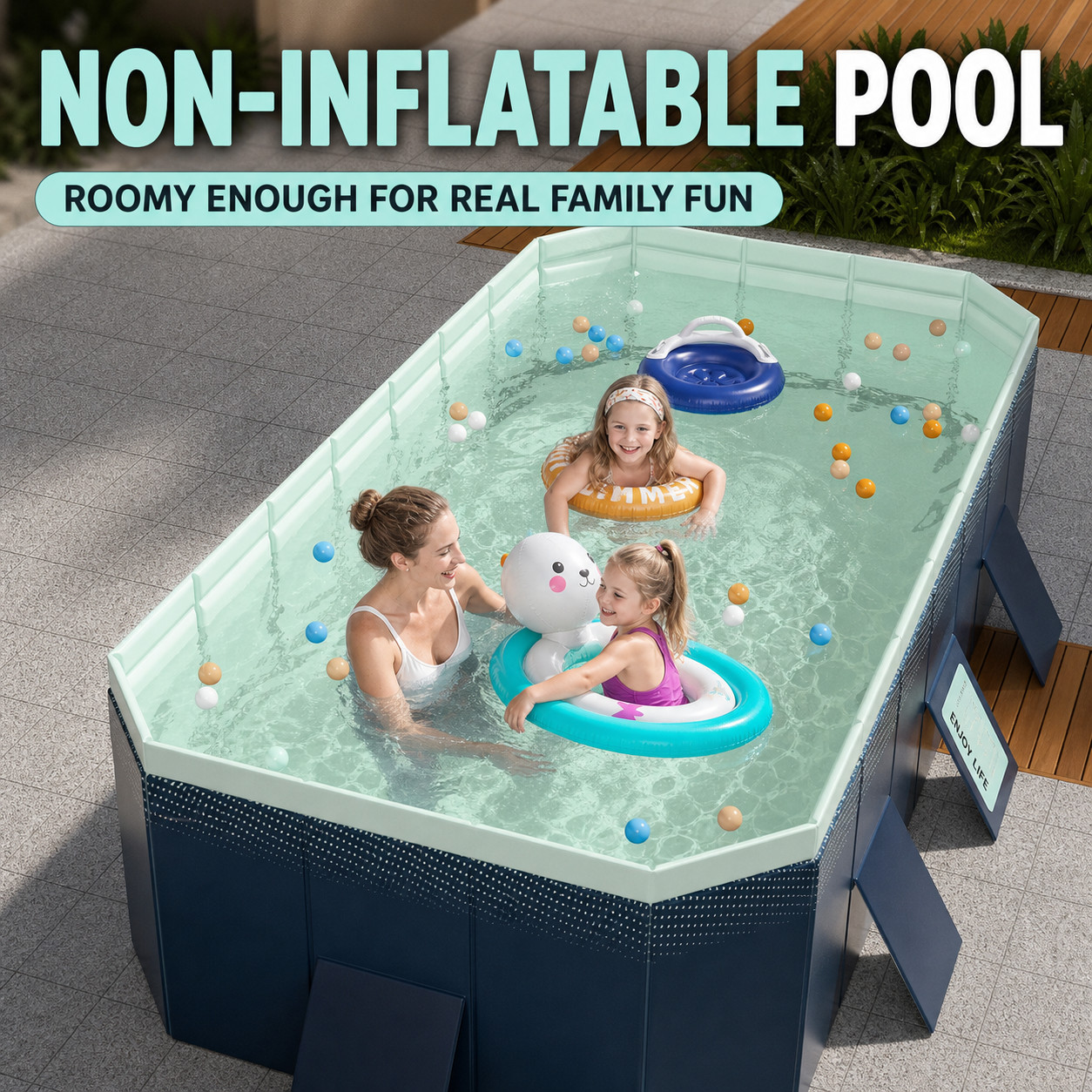 Non-Inflatable Swimming Pool Family Above Ground Backyard Pool Value Set gallery