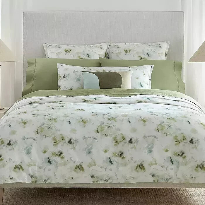 Sferra Acquerello Willow Continental Shams Pair Cotton Sateen Print Italy NEW gallery