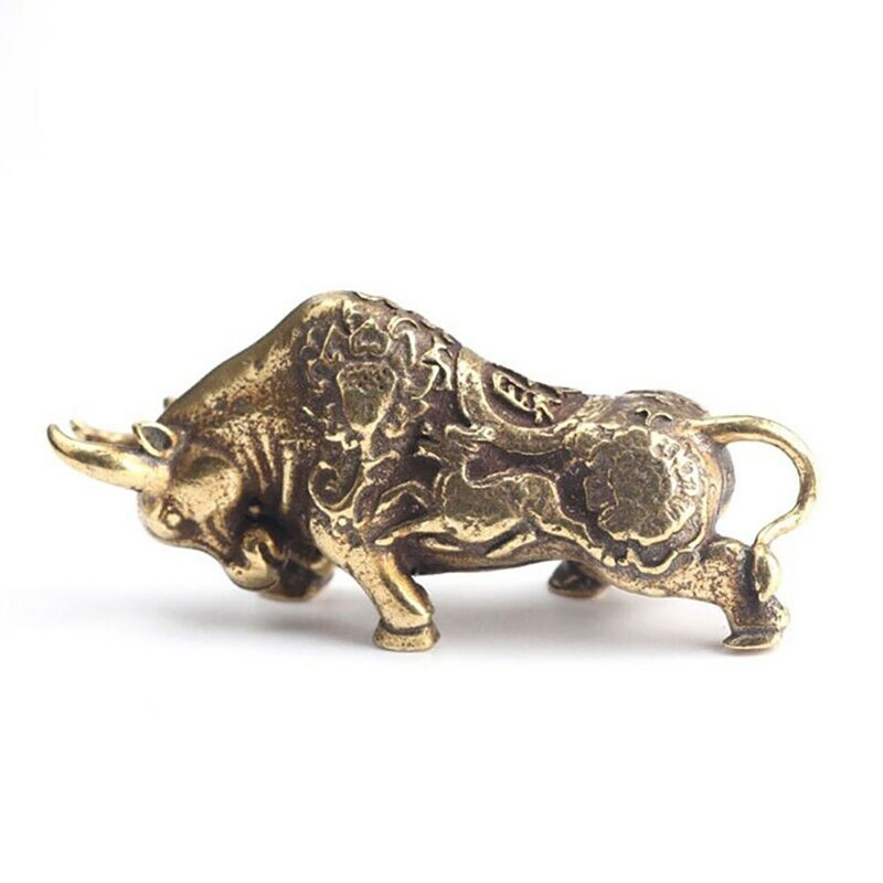 USA Solid Brass Bull Figurine Small Bull Statue House Ornament Animal Figurines gallery