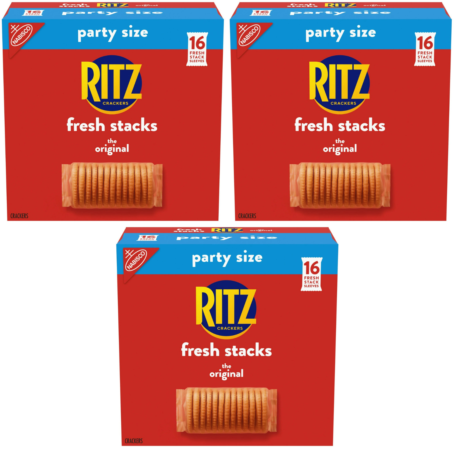 (3 pack) RITZ Fresh Stacks Original Crackers, Party Size, Travel Snacks, 23.7 oz gallery