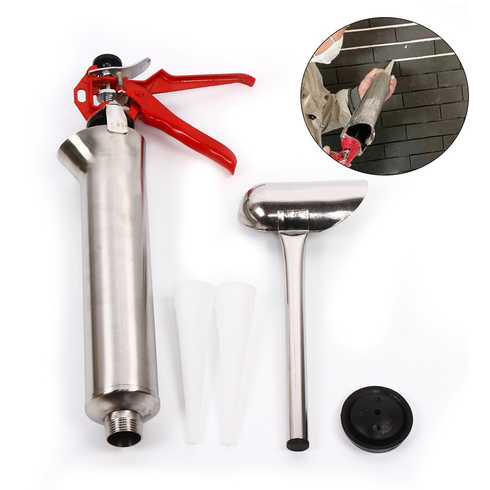 Mortar Grouting Gun Brick Pointing Tile Cement Applicator Tool 2 Nozzles Kit NEW