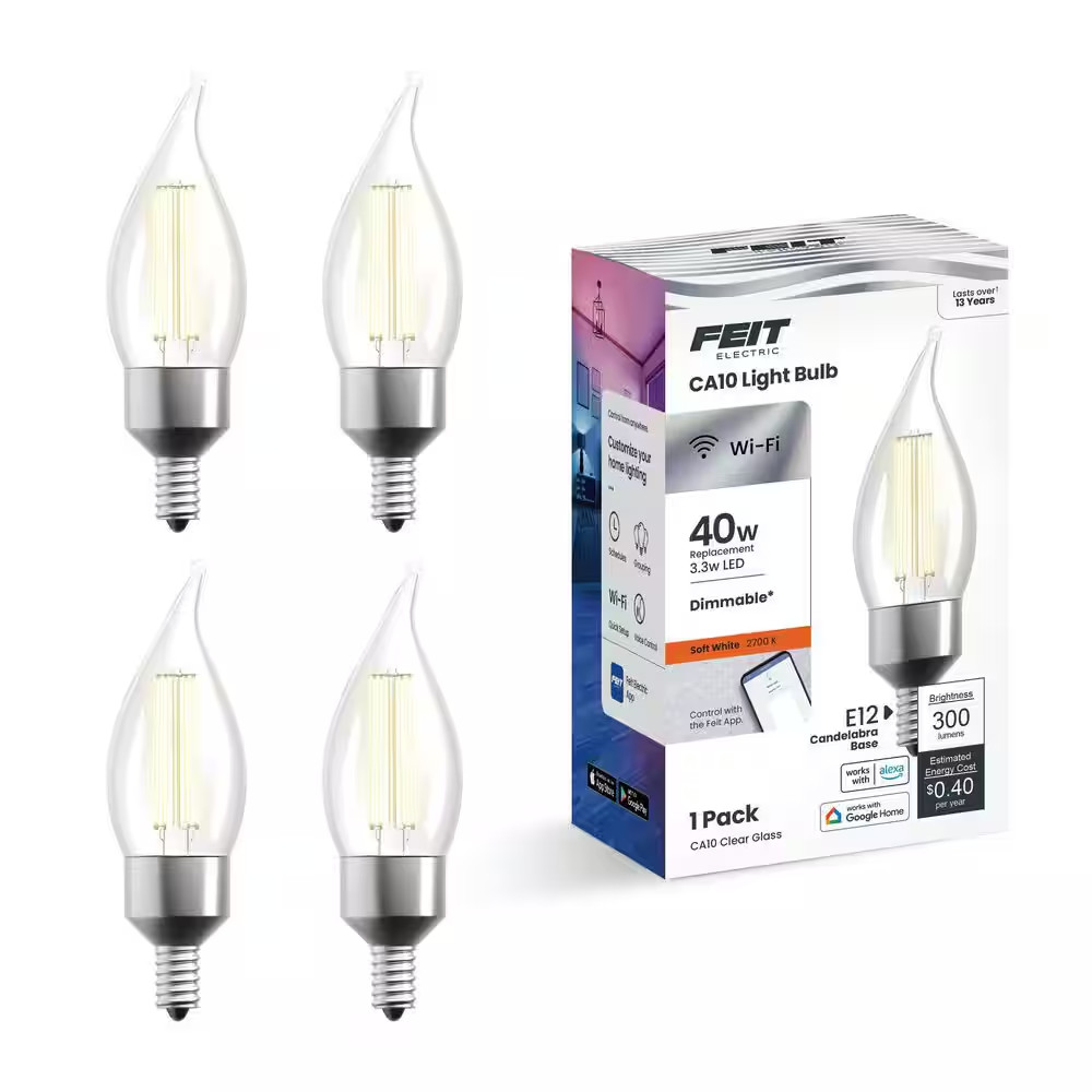 40-Watt Equivalent CA10 E12 LED Dimmable Smart Home Wi-Fi Connected Wireless Lig