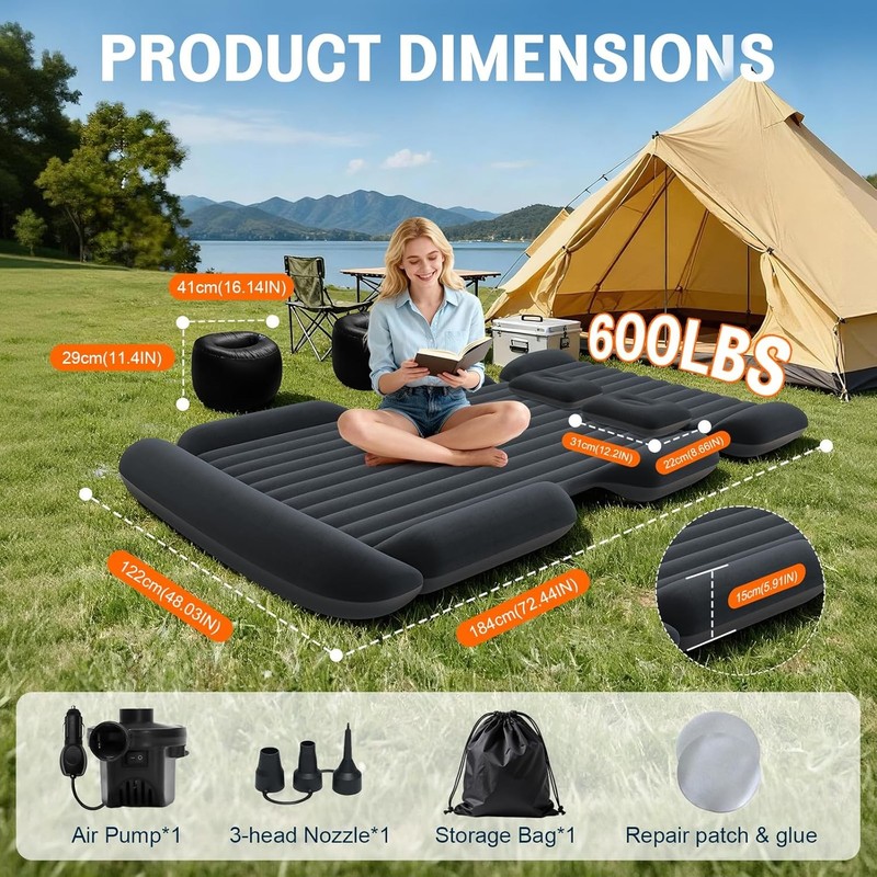 SUV Air Mattress Car Bed Inflatable w/ Electric Pump Camping Portable Thickened gallery