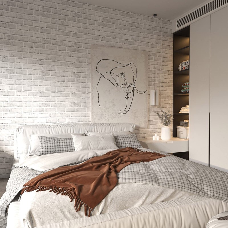 White Gray Brick Wallpaper Self-Adhesive Contact Paper Peel and Stick Backsplash gallery