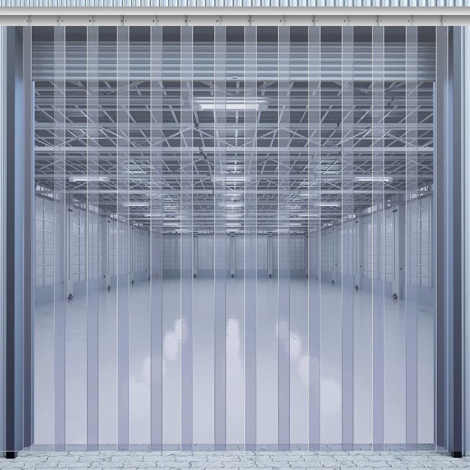 96 X 96 Inch PVC Strip Door Curtain Kit, Heavy Duty Waterproof Clear Door Curtai gallery