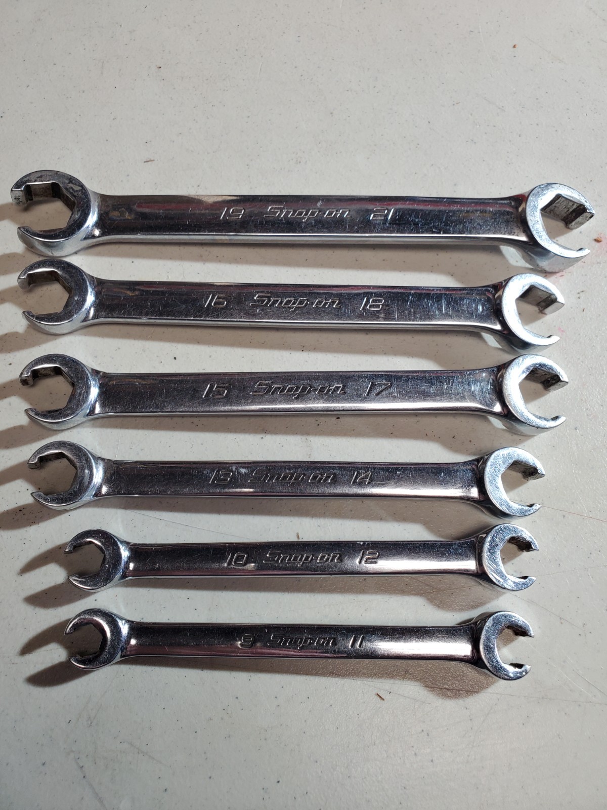 Snap On 6pc Metric Double Flare Nut Line Wrench Set 9-21mm RXFMS606B in Tray gallery