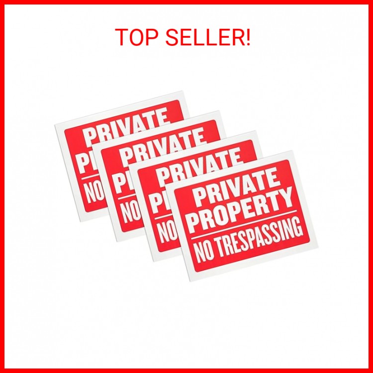 4 Pack Private Property No Trespassing Sign 9 x 12 Inch Weatherproof, Water Res gallery