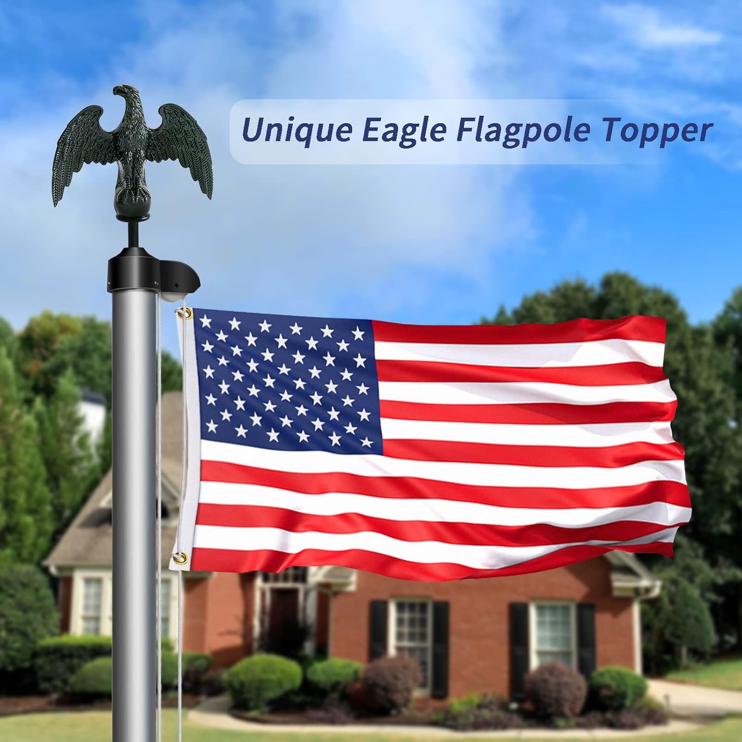 Eagle Flag Topper Finial Outdoor Decoration Black Metal Pole Ornament 20 25 gallery