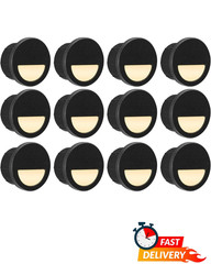 12PCS Mini LED Step Deck Lights 12V Recessed Stair Riser Landscape Lamp Black