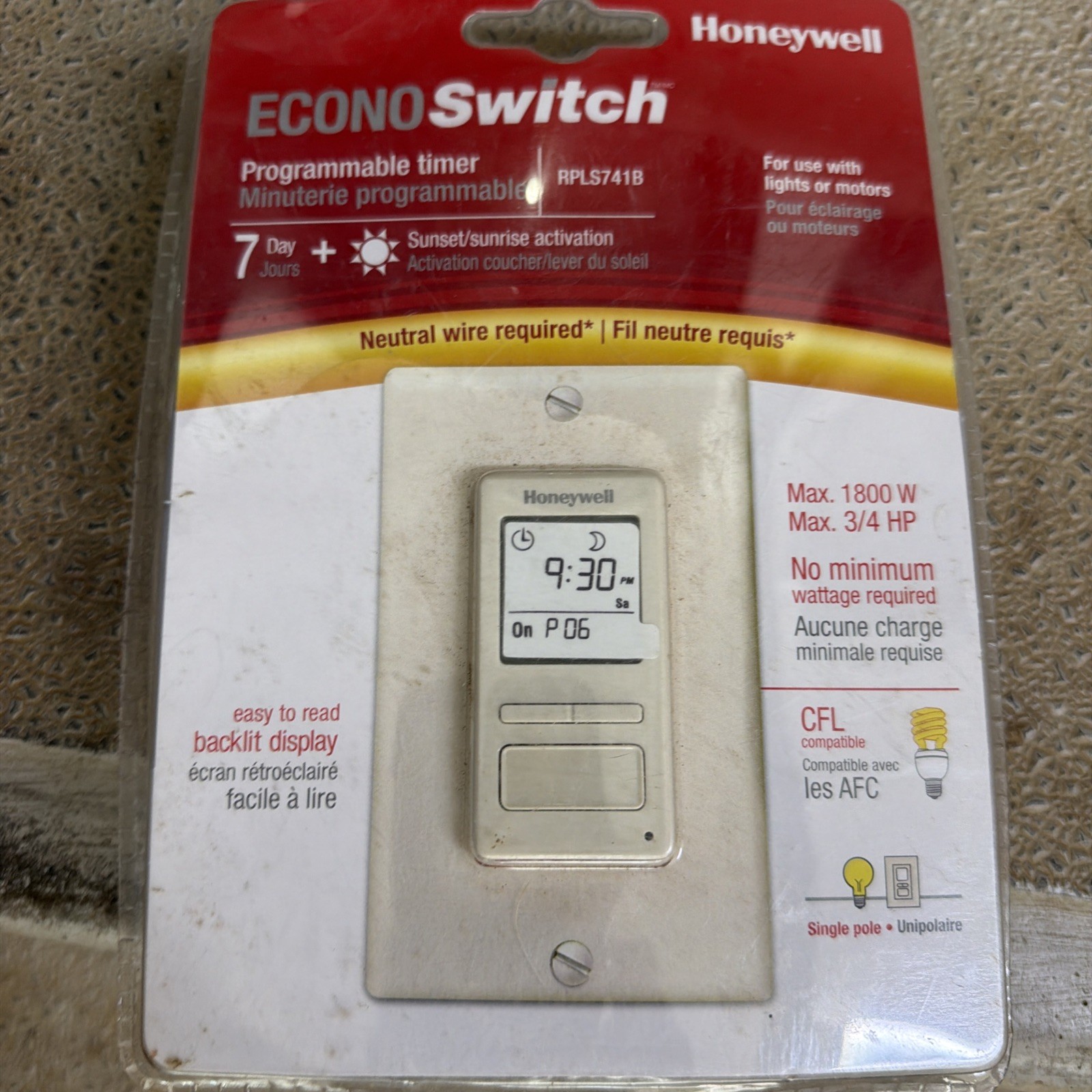 Honeywell Home RPLS741B 7 Day Programmable Light Switch Timer 120V Solar New gallery
