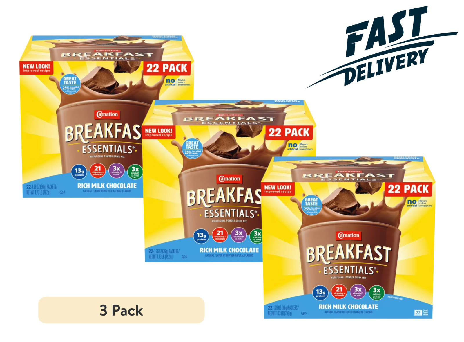 Carnation Instant Breakfast Powder Drink Mix, Rich Milk Chocolate, Box of 22-3Pk gallery