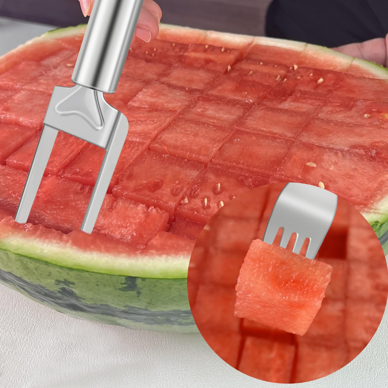 Iokuki 2-In-1 Watermelon Slicer Fork 2-Pack Stainless Steel Fruit Cutter Tool gallery