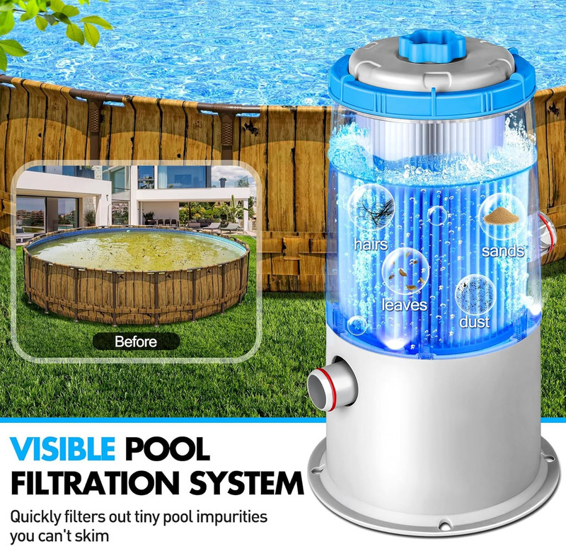 1000 GPH Light-Up Pool Filter Pump with Blue LED Light gallery